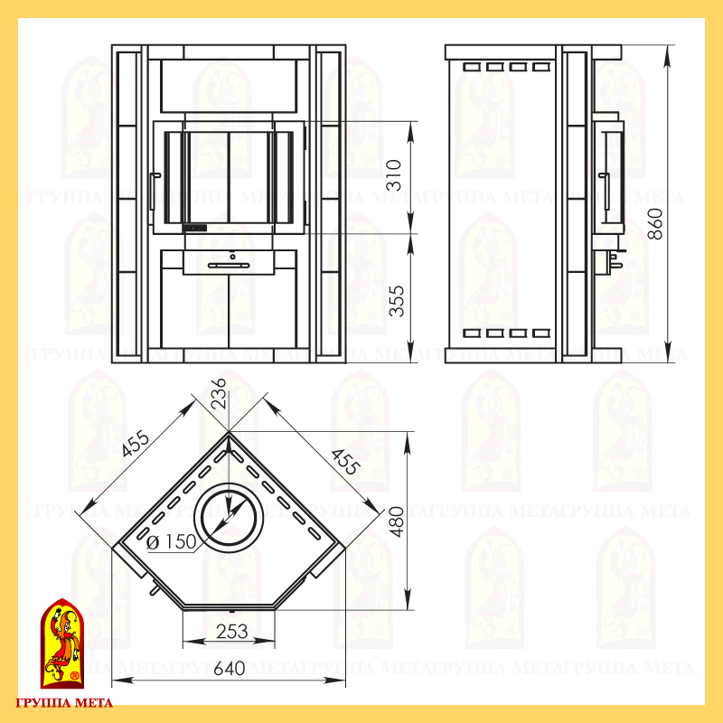 Дровяной печь-камин МЕТА Нева Дровяной печь-камин МЕТА Нева
