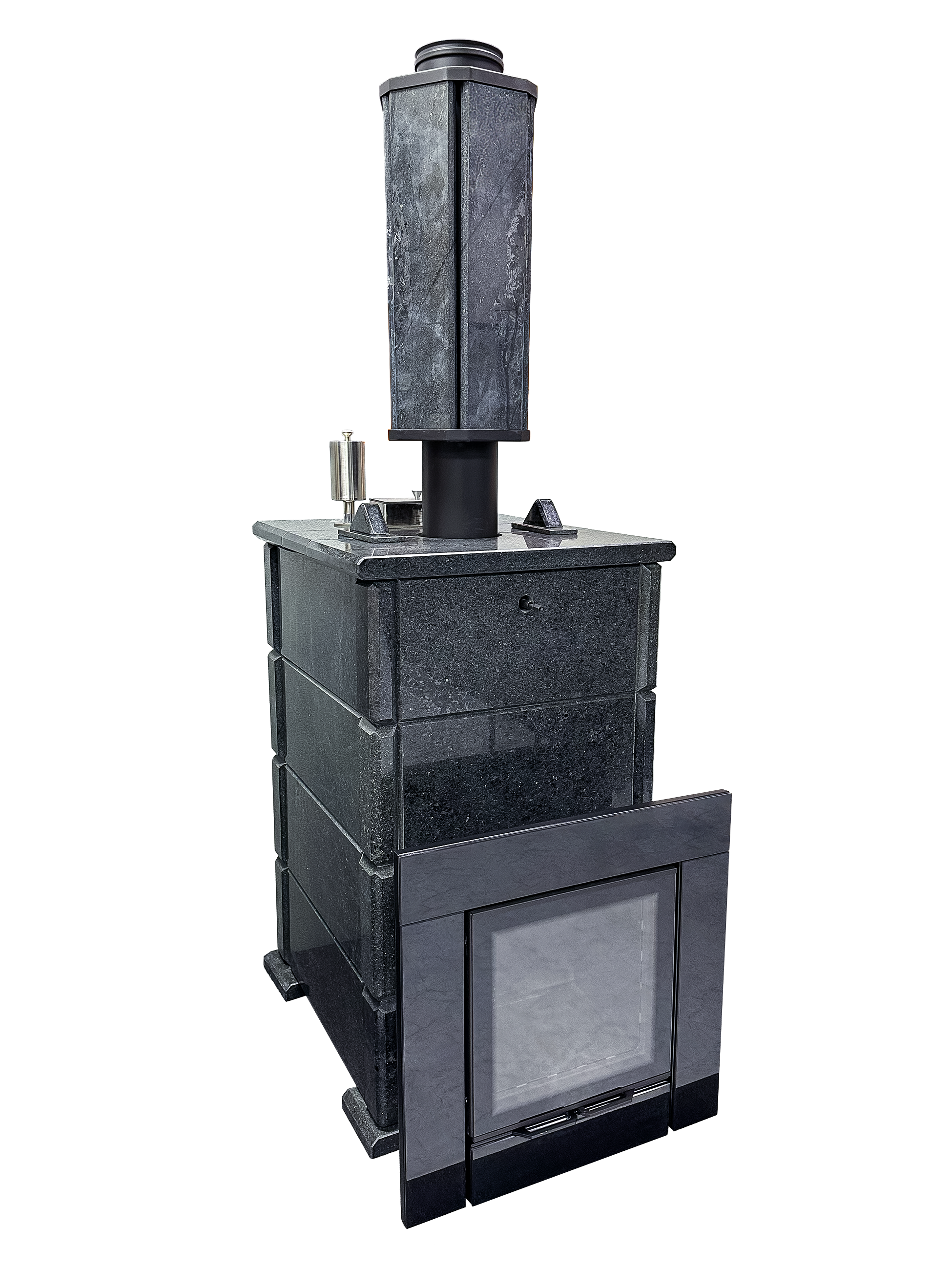 Печь для бани Parma 30 Premium в облицовке из пироксенита с боковым тоннелем