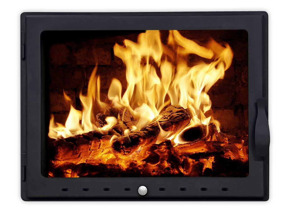 Каминная дверца со стеклом «Вишера» с поддувалом