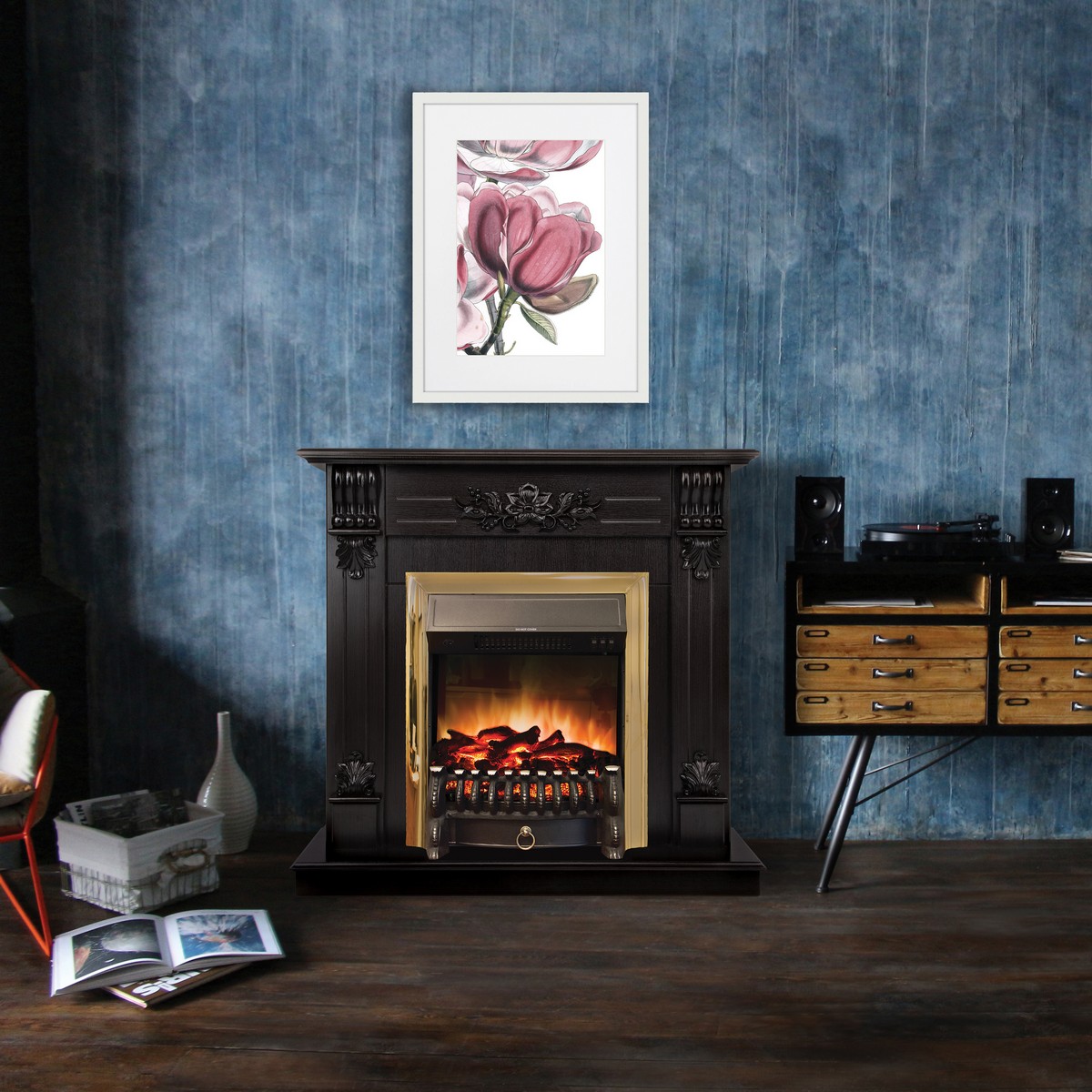 Электрокамин RealFlame Ottawa DN с очагом Fobos Lux Brass