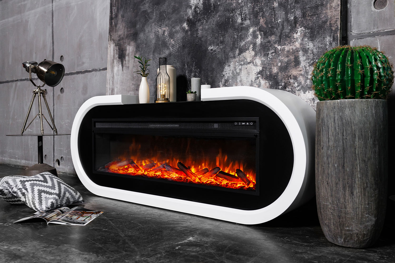 Электрокамин Royal Flame Soho - Белый с черным с очагом Vision 60 LED