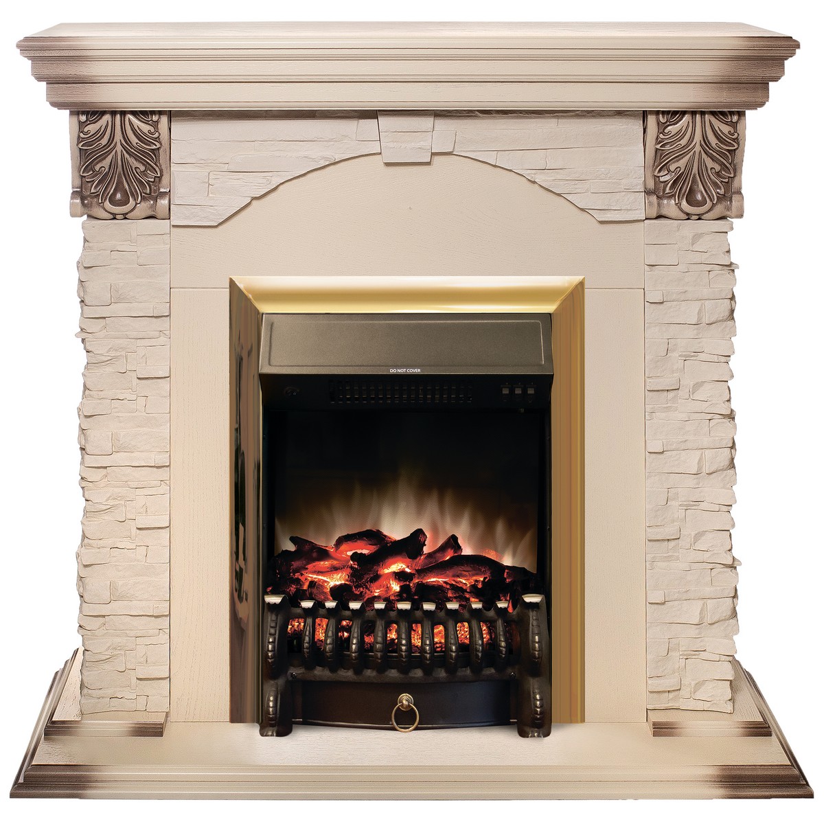 Электрический камин RealFlame Dublin Lux WT с очагом Fobos Lux Brass