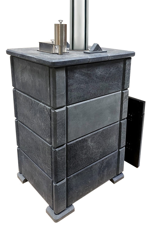 Печь для бани Parma 20 Premium в облицовке из талькохлорита с боковым тоннелем