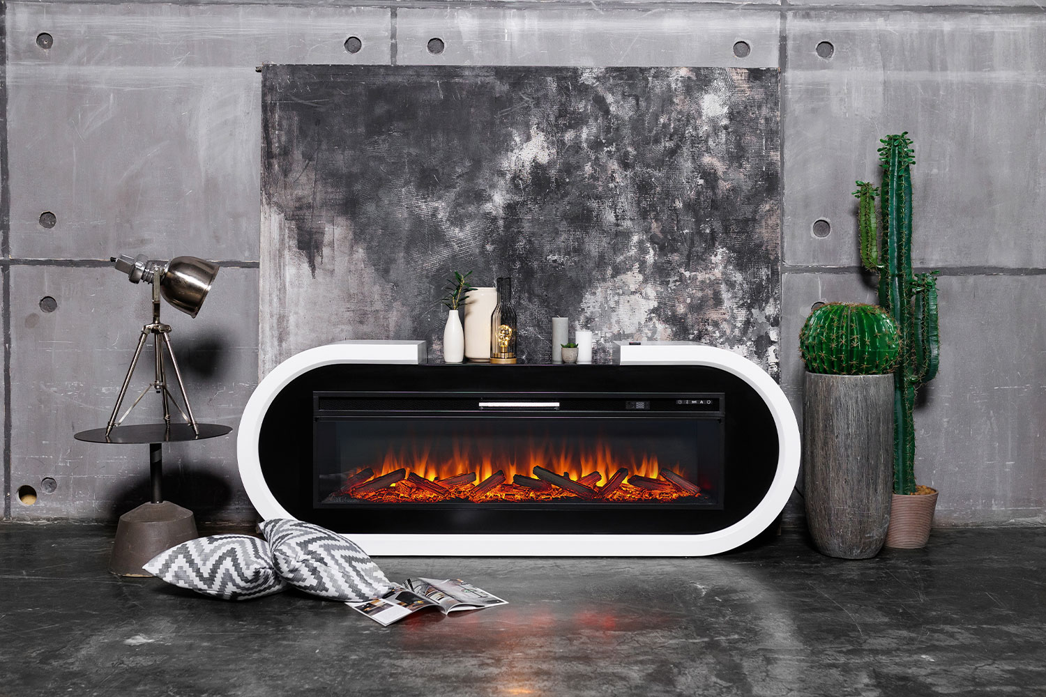 Электрокамин Royal Flame Soho - Белый с черным с очагом Vision 60 LED